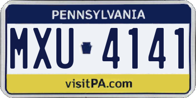 PA license plate MXU4141