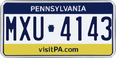 PA license plate MXU4143