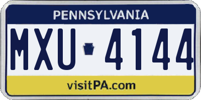 PA license plate MXU4144