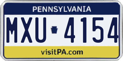 PA license plate MXU4154