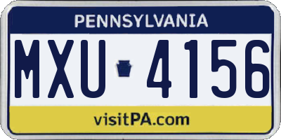 PA license plate MXU4156