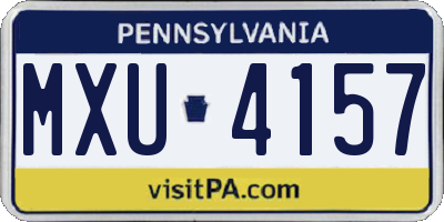 PA license plate MXU4157
