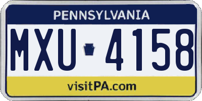 PA license plate MXU4158