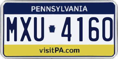 PA license plate MXU4160