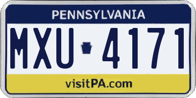 PA license plate MXU4171