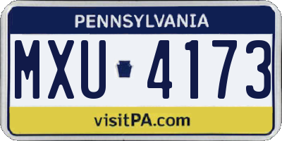 PA license plate MXU4173