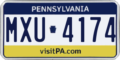 PA license plate MXU4174