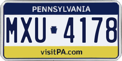 PA license plate MXU4178