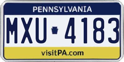 PA license plate MXU4183
