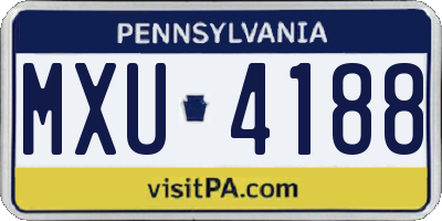 PA license plate MXU4188