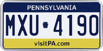 PA license plate MXU4190