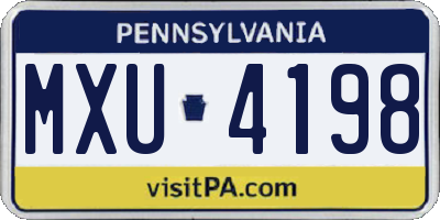 PA license plate MXU4198