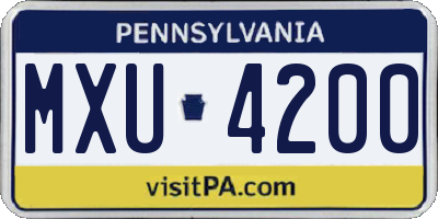 PA license plate MXU4200