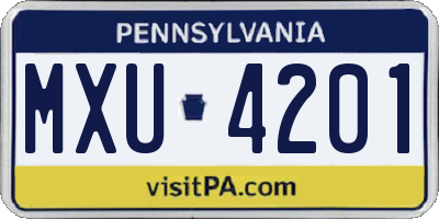 PA license plate MXU4201