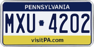 PA license plate MXU4202