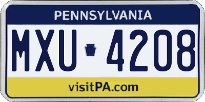 PA license plate MXU4208