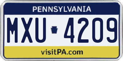PA license plate MXU4209