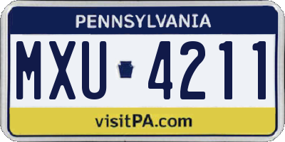 PA license plate MXU4211