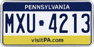 PA license plate MXU4213