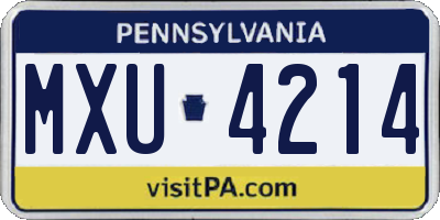 PA license plate MXU4214