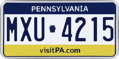 PA license plate MXU4215