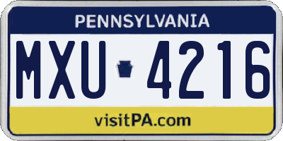 PA license plate MXU4216