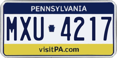 PA license plate MXU4217