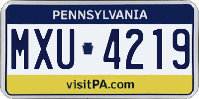 PA license plate MXU4219