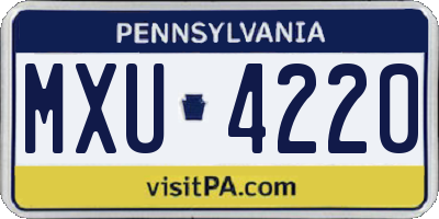 PA license plate MXU4220