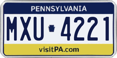 PA license plate MXU4221