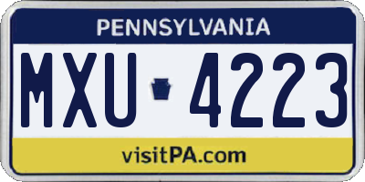 PA license plate MXU4223