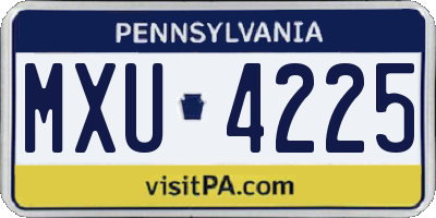 PA license plate MXU4225