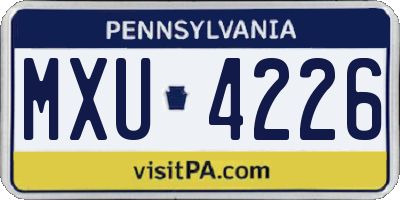 PA license plate MXU4226