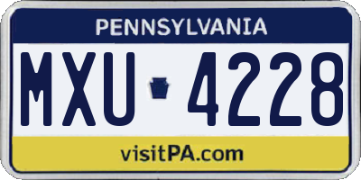 PA license plate MXU4228
