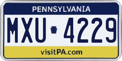 PA license plate MXU4229