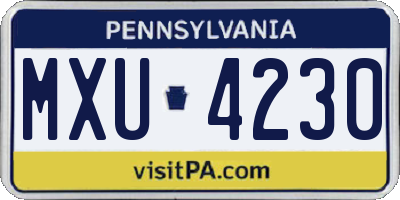 PA license plate MXU4230