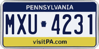 PA license plate MXU4231