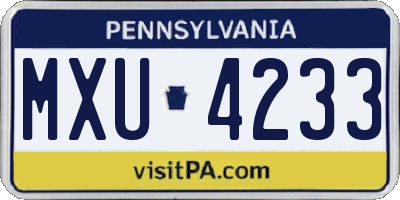 PA license plate MXU4233