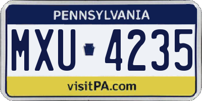 PA license plate MXU4235