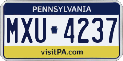PA license plate MXU4237