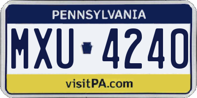PA license plate MXU4240
