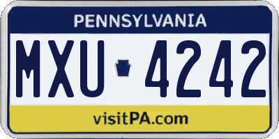 PA license plate MXU4242