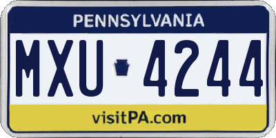 PA license plate MXU4244