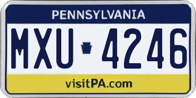 PA license plate MXU4246