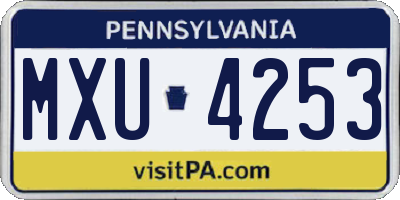 PA license plate MXU4253