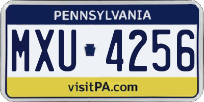 PA license plate MXU4256