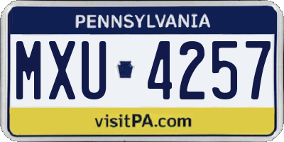 PA license plate MXU4257