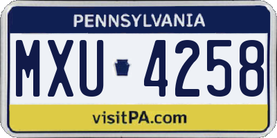 PA license plate MXU4258