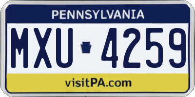 PA license plate MXU4259