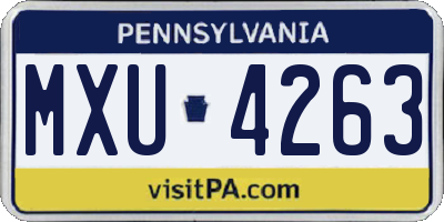 PA license plate MXU4263